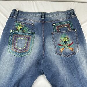 RARE VTG Coogi Jeans Australia Denim Embroidered peacock Baggy Rap Hip Hop 44x34